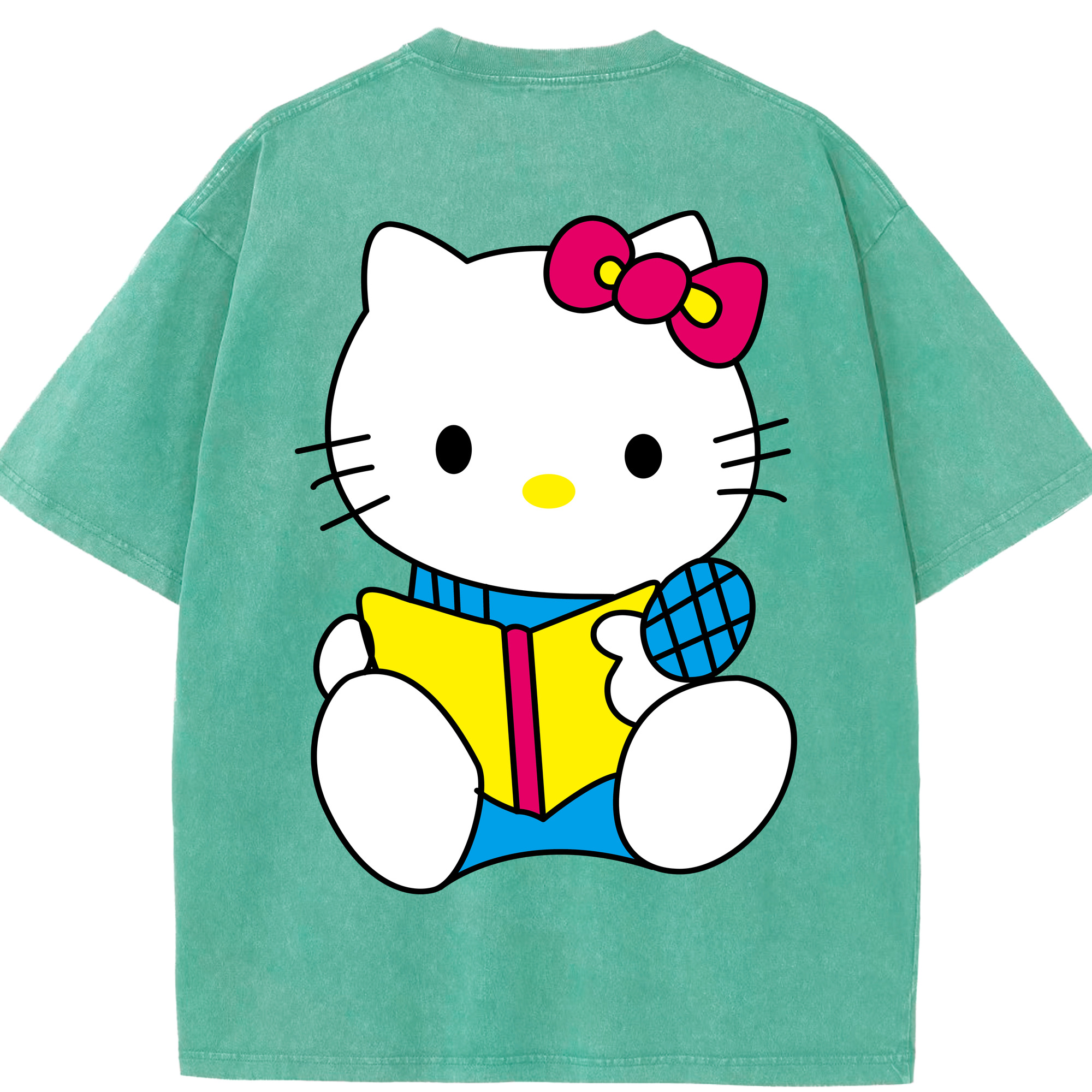 （画像用） Hello Kitty ハローキティ 綿100% ヴィンテージ風 半袖Tシャツ（背面プリント）